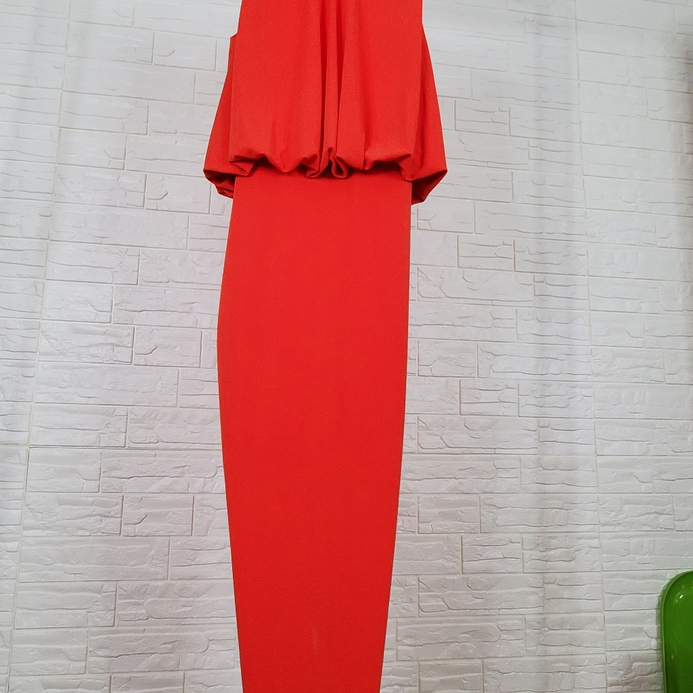 Orange red maxi dress